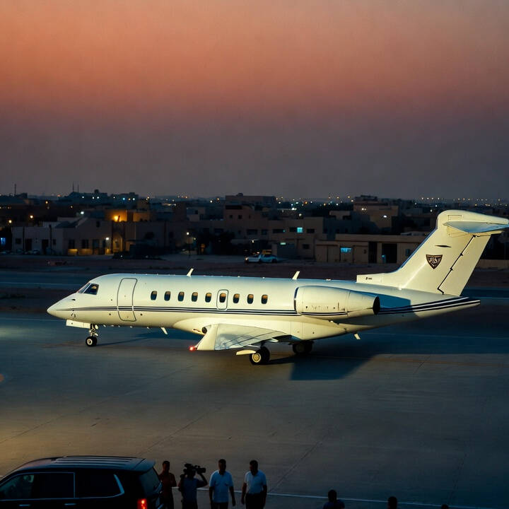Jet privado listo para extracción de alto patrimonio del Medio Oriente coordinada por un gestor de patrimonio en crisis 2026