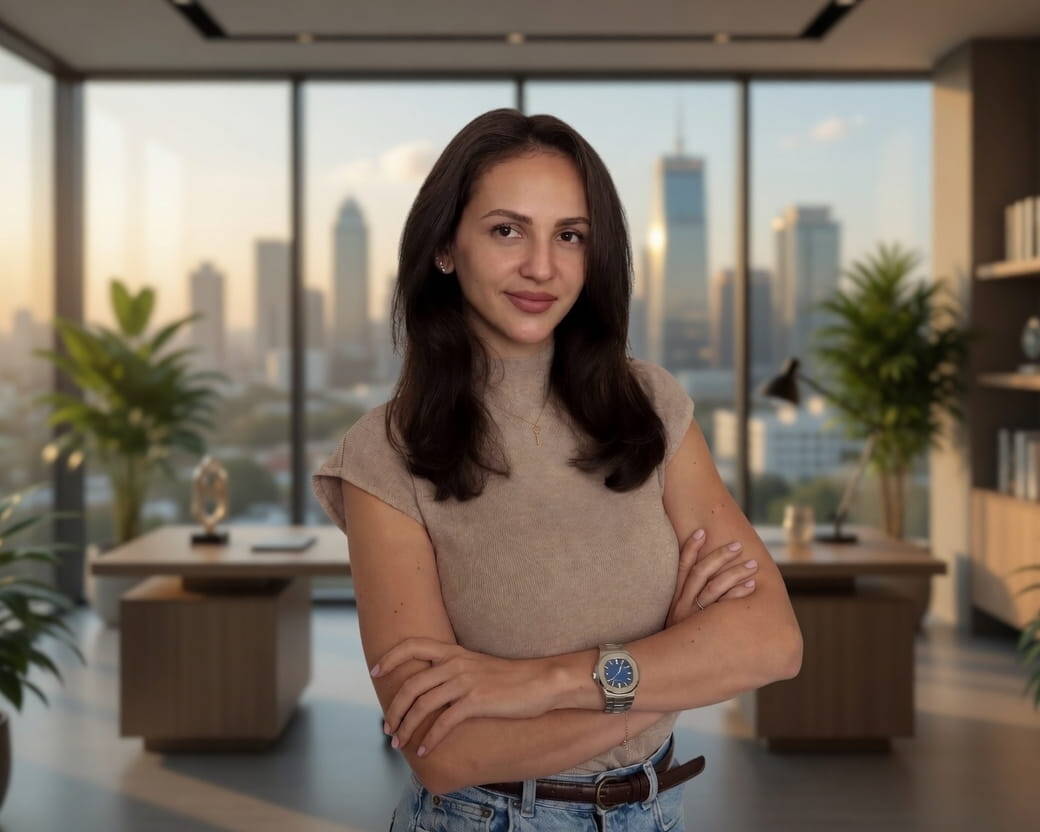 Retrato de Valeriia Akatova, co-fundadora de Foundation Ukraine y Vellum Finance